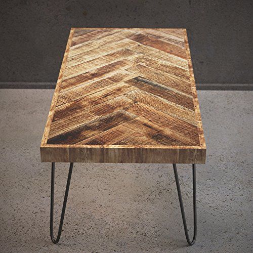 Mindful Living Solid Wood Coffee Table With Chevron Pattern And Midcentury  Modern Legs Within Solid Hardwood Rectangle Mid Century Modern Coffee Tables (View 12 of 50)