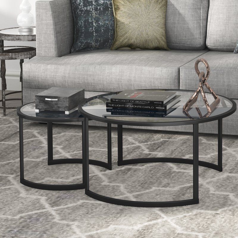 Mitera 2 Piece Coffee Table Set In Mitera Round Metal Glass Nesting Coffee Tables (View 21 of 25)