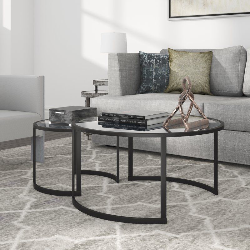 Mitera 2 Piece Coffee Table Set Throughout Mitera Round Metal Glass Nesting Coffee Tables (View 14 of 25)