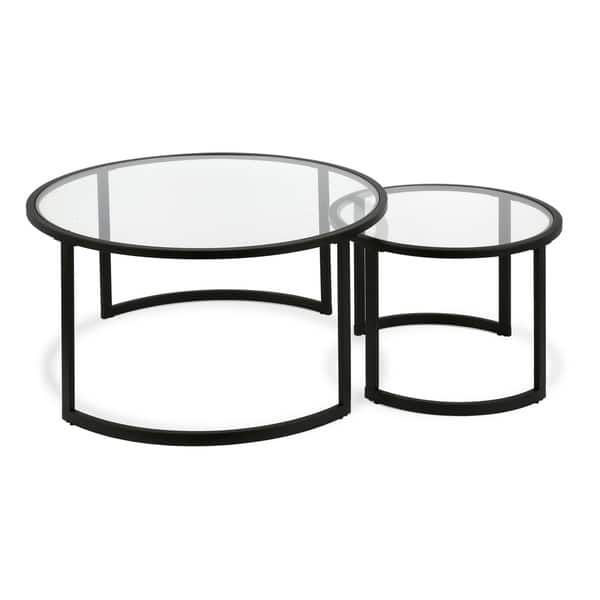 Mitera Round Metal/glass Nesting Coffee Tables Set Of 2 With Regard To Mitera Round Metal Glass Nesting Coffee Tables (View 4 of 25)