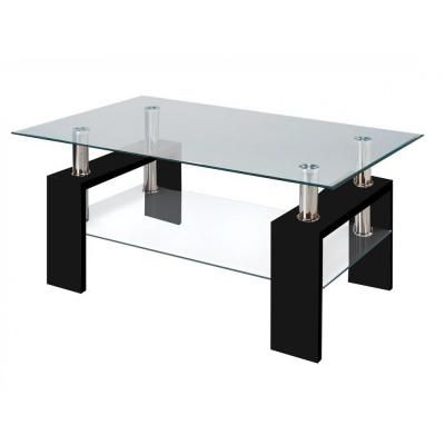Modern Glass Black Coffee Table With Shelf Contemporary Living Room With Contemporary Chrome Glass Top And Mirror Shelf Coffee Tables (View 10 of 25)