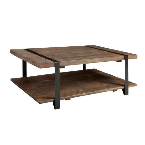Modesto Rustic Natural Storage Coffee Table Regarding Furniture Of America Charlotte Weathered Oak Glass Top Coffee Tables (View 13 of 50)