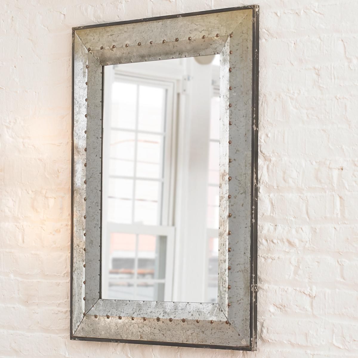 Mordern Minimalist Mirror | Modern Rustic Luxe | Industrial Pertaining To Rectangle Antique Galvanized Metal Accent Mirrors (View 11 of 20)