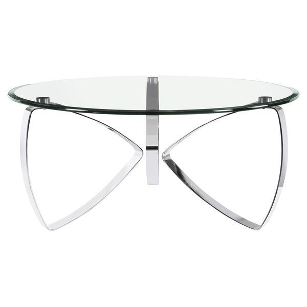 Nico Modern Chrome Round Glass Top Cocktail Table With Propel Modern Chrome Oval Coffee Tables (View 20 of 25)
