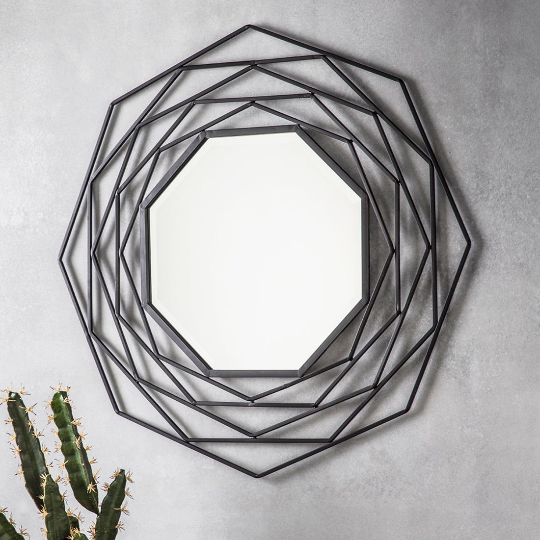 Octagonal Black Geometric Wall Mirror For Industrial Modern & Contemporary Wall Mirrors (View 12 of 20)