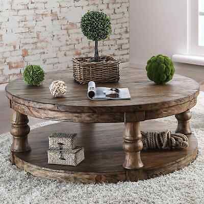 Patterson Rustic Round Coffee Tablefoa | Ebay Inside Cosbin Rustic Bold Antique Black Coffee Tables (View 16 of 50)