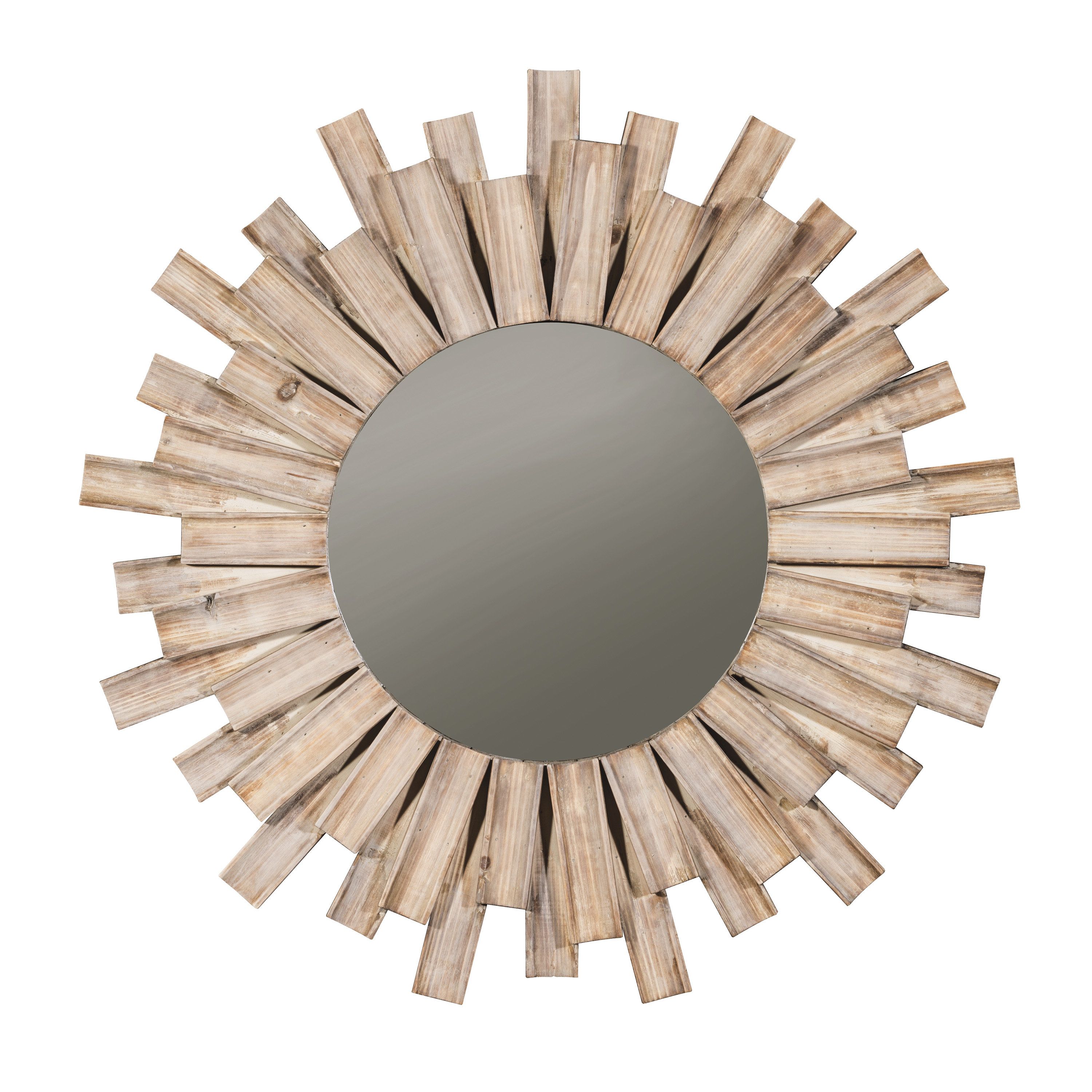 Perillo Burst Wood Accent Mirror & Reviews | Joss & Main Regarding Harbert Modern And Contemporary Distressed Accent Mirrors (View 6 of 20)