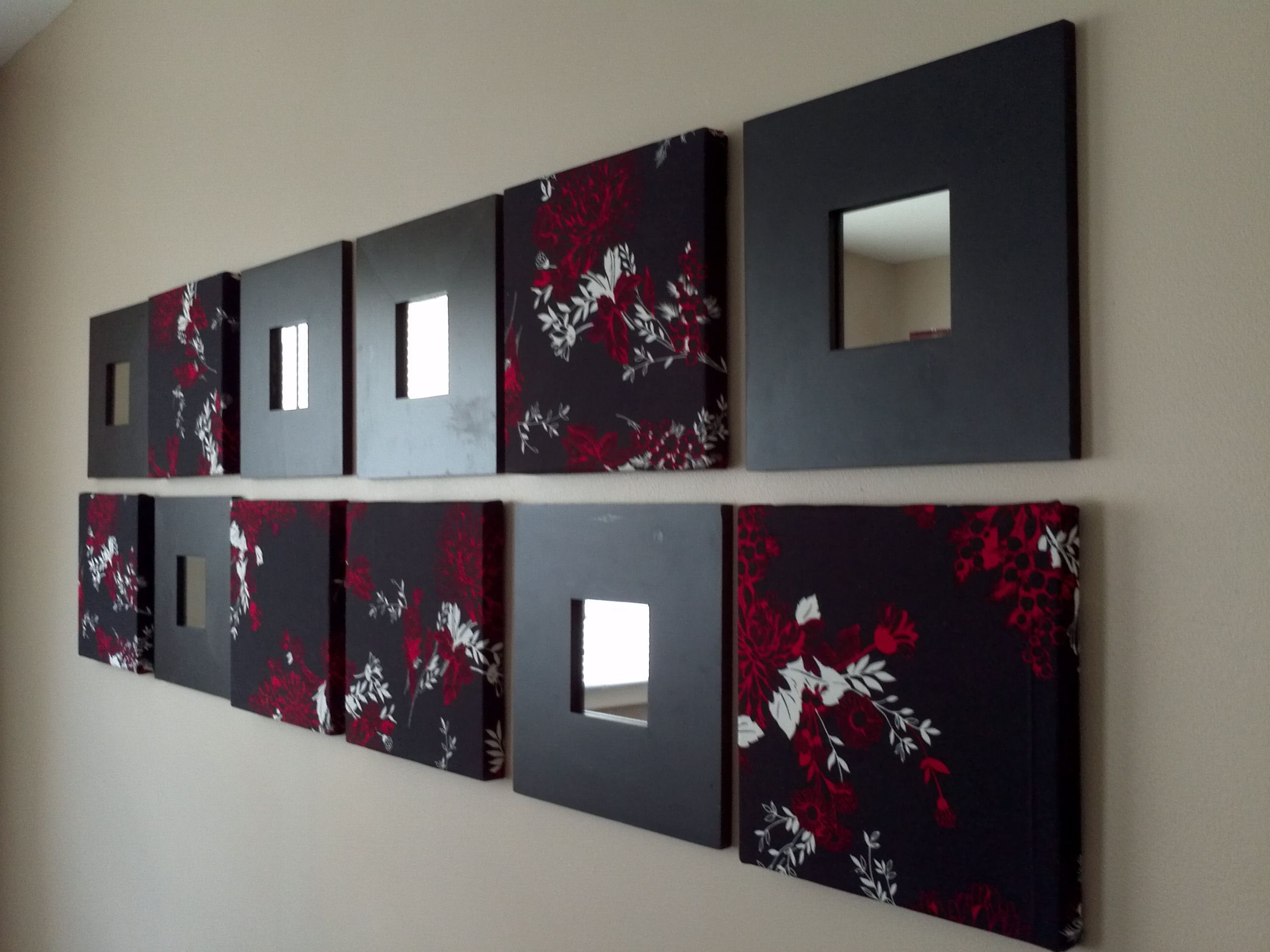 Picked Up Some 10" X 10" Canvas, Covered Them With Fabric Inside Swagger Accent Wall Mirrors (View 19 of 20)