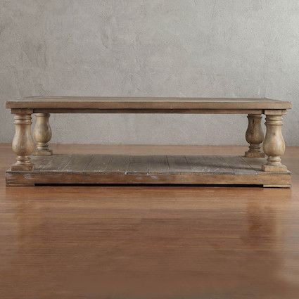Restoration Hardware Balustrade Salvaged Wood Coffee Table With Edmaire Rustic Pine Baluster Coffee Tables (View 8 of 25)