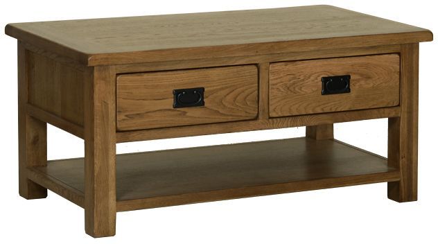 Riad Rustic Oak Coffee Table With 4 Drawers Intended For Rustic Oak Coffee Tables (View 1 of 25)