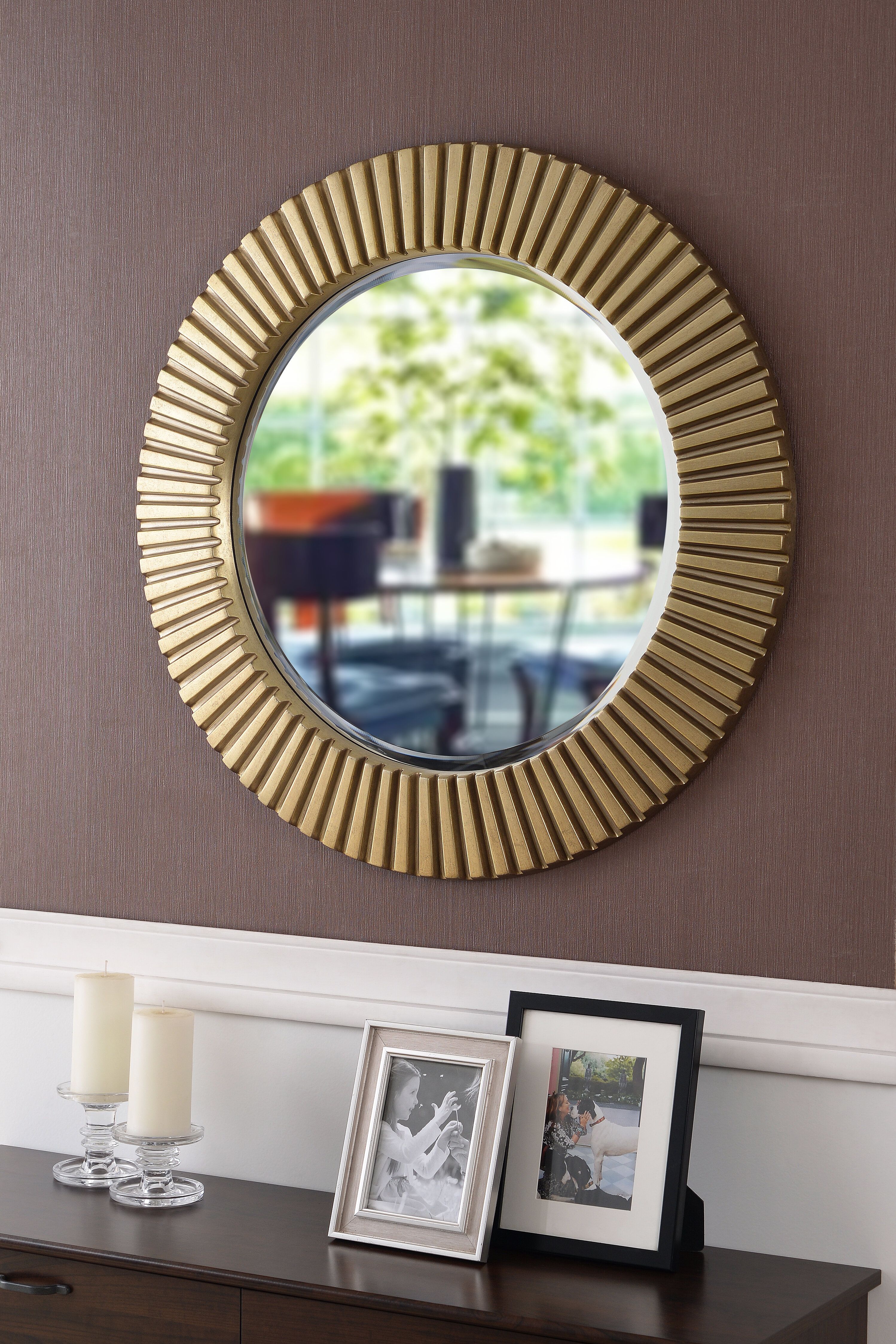 Round Eclectic Accent Mirror Throughout Josephson Starburst Glam Beveled Accent Wall Mirrors (View 14 of 20)
