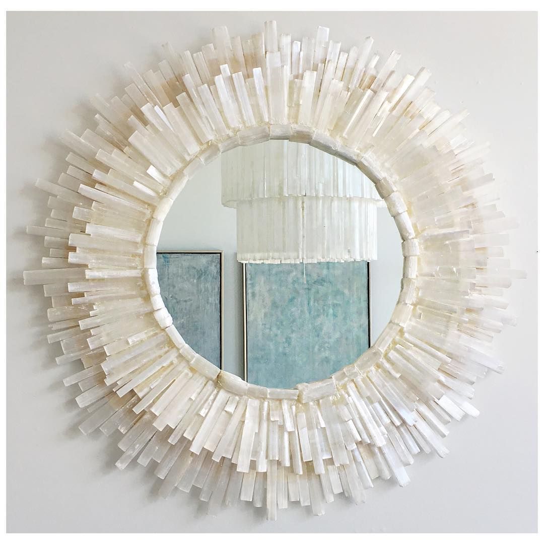 Selenite Crystal Sunburst Mirror (View 14 of 20)