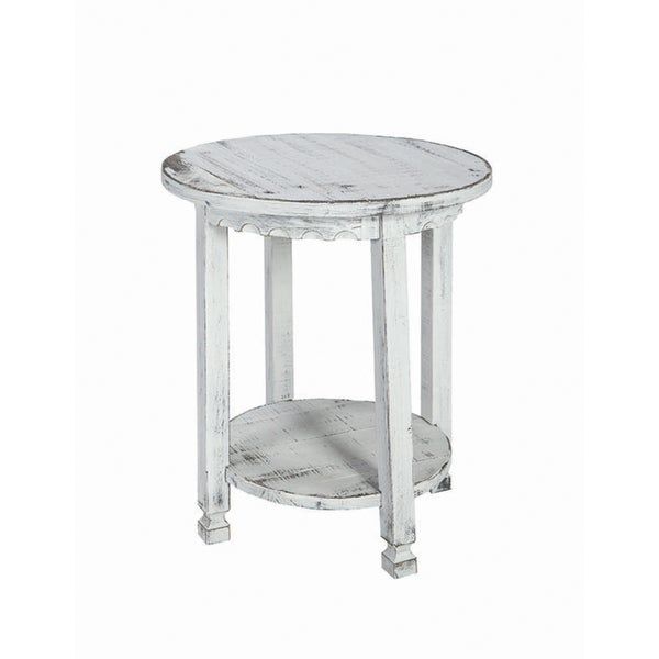 Shop Alaterre Reclaimed Wood Round Country Cottage End Table Throughout Alaterre Country Cottage Wooden Long Coffee Tables (View 9 of 25)