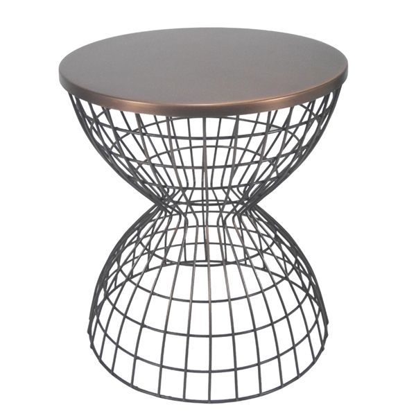 Shop Allen + Roth Copper Finished Round End Table At Lowe's Regarding Adeco Accent Postmodernism Drum Shape Black Metal Coffee Tables (View 6 of 25)