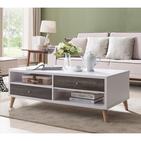 Shop Arella I Mid Century Modern White Coffee Tablefoa With Regard To Arella Ii Modern Distressed Grey White Coffee Tables (View 2 of 25)