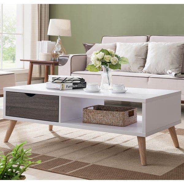Shop Arella Ii Modern Distressed Grey White Coffee Table With Arella Ii Modern Distressed Grey White Coffee Tables (View 1 of 25)