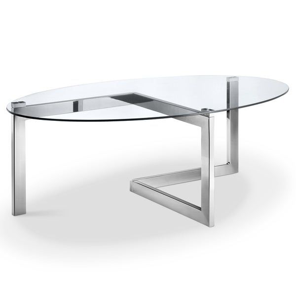 Shop Aries Modern Chrome And Glass Top Oval Cocktail Table In Propel Modern Chrome Oval Coffee Tables (View 5 of 25)