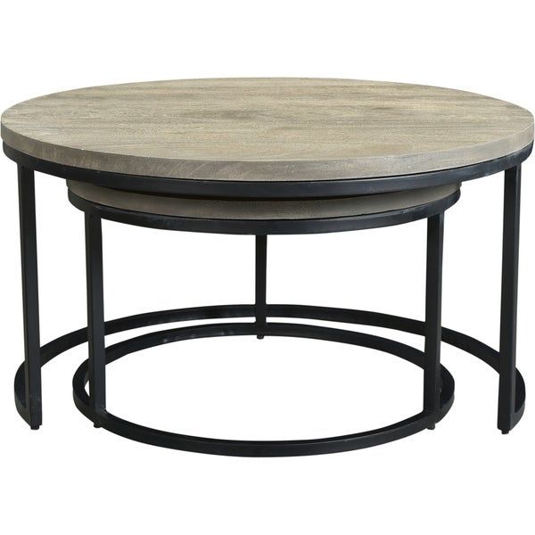 Shop Aurelle Home Industrial Round Nesting Coffee Tables Regarding Mitera Round Metal Glass Nesting Coffee Tables (View 17 of 25)
