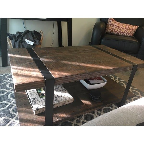 Shop Carbon Loft Kenyon Natural Rustic Coffee Table – On Throughout Carbon Loft Kenyon Cube Brown Wood Rustic Coffee Tables (View 5 of 25)