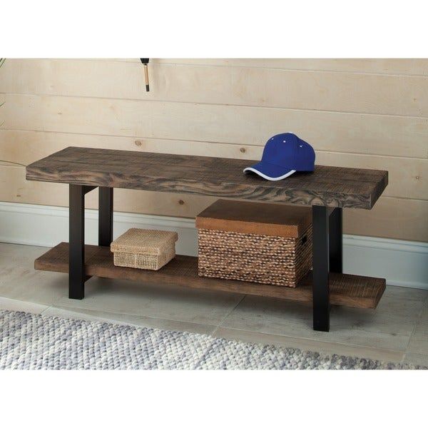 Shop Carbon Loft Lawrence Reclaimed Wood Bench With Shelf Inside Carbon Loft Lawrence Reclaimed Wood 42 Inch Coffee Tables (View 17 of 50)