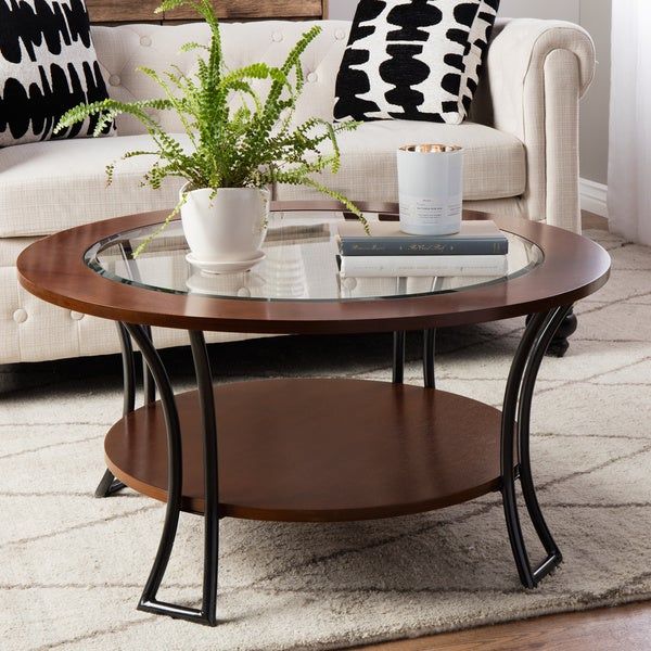 Shop Copper Grove Carlisle Walnut/ Charcoal Grey Round In Copper Grove Halesia Chocolate Bronze Round Coffee Tables (View 4 of 25)