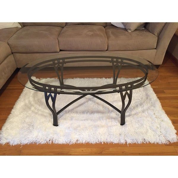 Shop Copper Grove Woodend Glass Top Oval Coffee Table In Copper Grove Woodend Glass Top Oval Coffee Tables (View 3 of 50)