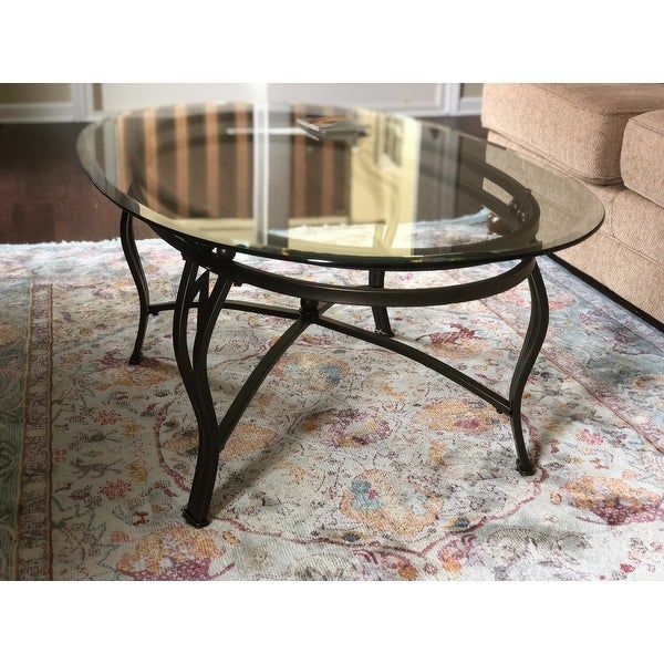 Shop Copper Grove Woodend Glass Top Oval Coffee Table In Copper Grove Woodend Glass Top Oval Coffee Tables (View 2 of 50)