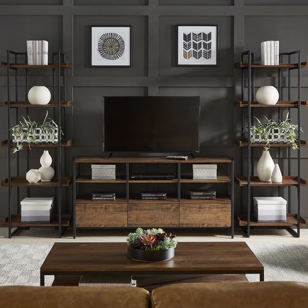Shop Corey Rustic Brown 3 Piece Entertainment Center With Corey Rustic Brown Accent Tables (View 11 of 25)