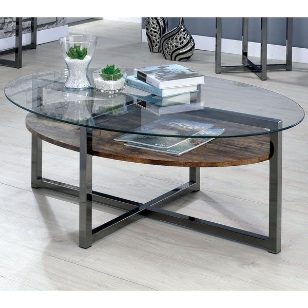 Shop Darion Industrial Black Chrome Glass Top Coffee Table Pertaining To Thalberg Contemporary Chrome Coffee Tables By Foa (View 15 of 50)