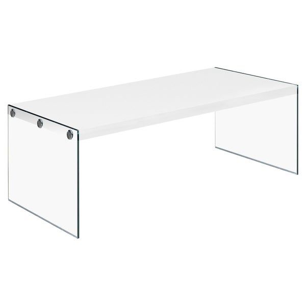 Shop Glossy White Hollow Core Tempered Glass Cocktail Table Intended For Glossy White Hollow Core Tempered Glass Cocktail Tables (View 1 of 25)