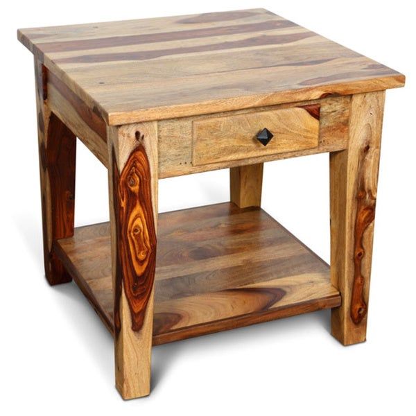 Shop Handmade Porter Taos Solid Sheesham Lamp Table With Regarding Idris Dark Sheesham Solid Wood Coffee Tables (View 25 of 25)