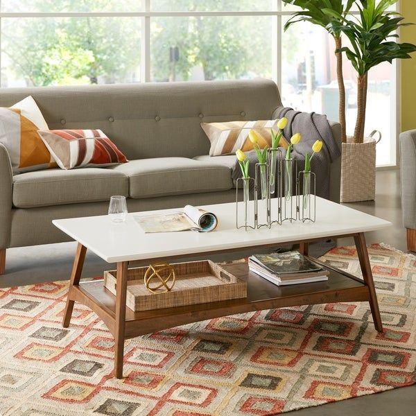 Shop Madison Park Avalon White/ Pecan Coffee Table – Free Within Madison Park Avalon White Pecan Coffee Tables (View 1 of 25)