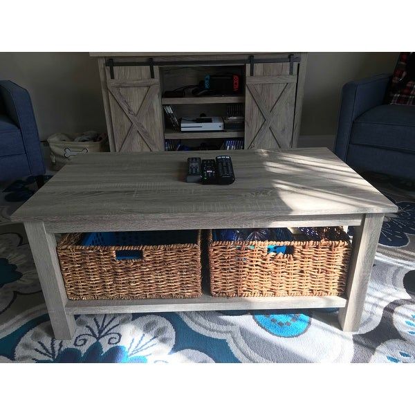 Shop Middlebrook Designs 40 Inch Coffee Table With Wicker Within Rustic Coffee Tables With Wicker Storage Baskets (View 5 of 25)