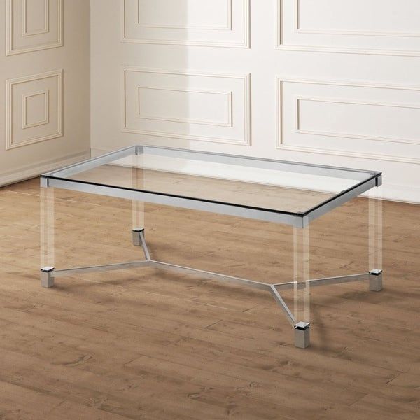 Shop Rayna Contemporary Chrome Tempered Glass Coffee Table For Thalberg Contemporary Chrome Coffee Tables By Foa (View 8 of 50)