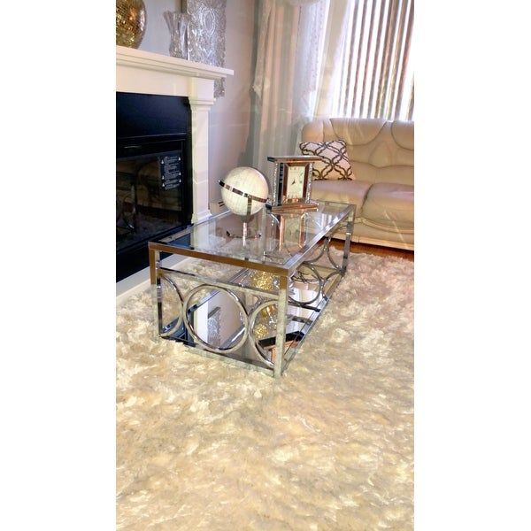 Shop Silver Orchid Ipsen Contemporary Glass Top Coffee Table With Regard To Silver Orchid Ipsen Contemporary Glass Top Coffee Tables (View 5 of 25)