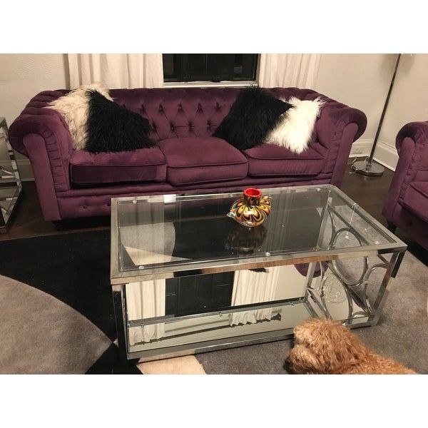 Shop Silver Orchid Ipsen Contemporary Glass Top Coffee Table With Regard To Silver Orchid Ipsen Contemporary Glass Top Coffee Tables (View 4 of 25)