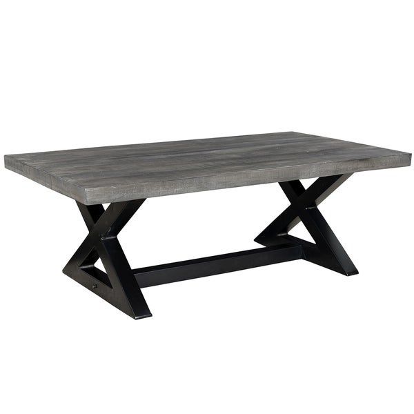 Shop Zax Distressed Mango Wood And Cast Iron Coffee Table Regarding Tribeca Contemporary Distressed Silver And Smoke Grey Coffee Tables (View 22 of 25)