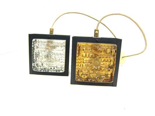 Small Cube Shaped Pendant Lights, 1960S, Set Of 2 Within Rossi Industrial Vintage 1 Light Geometric Pendants (View 23 of 25)