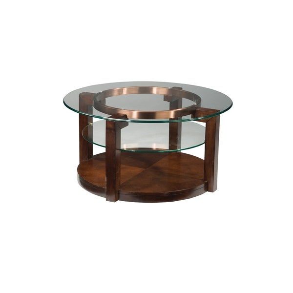 Standard Furniture Coronado Brown Wood/glass Round Coffee Table With Casters Pertaining To Copper Grove Halesia Chocolate Bronze Round Coffee Tables (View 16 of 25)