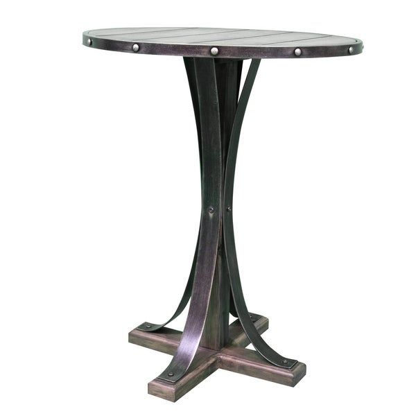 The Holland Grace Industrial Glam Greyson Accent Table With Metal And Wood,  Gray Wash Inside Adeco Accent Postmodernism Drum Shape Black Metal Coffee Tables (View 19 of 25)