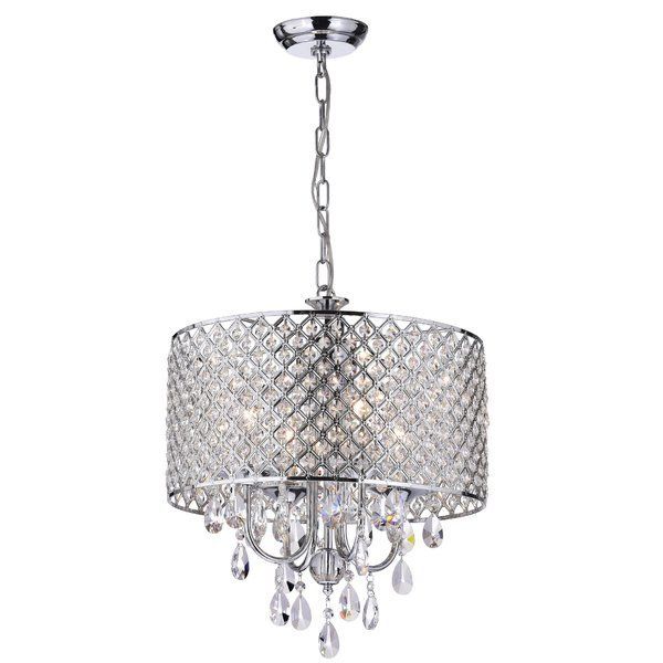 This Fixture Features A Crystal Encrusted Drum Shade And Intended For Sinead 4 Light Chandeliers (View 8 of 20)