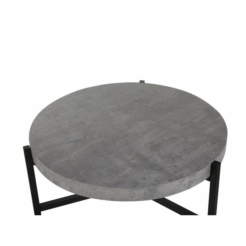 Threatt Concrete Effect Coffee Table Inside Carbon Loft Peter Matte Black Slatted Coffee Tables (View 14 of 25)