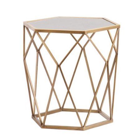 Upton Home Judy Geometric Gold Accent Table – Walmart For Silver Orchid Price Glass Coffee Tables (View 21 of 25)