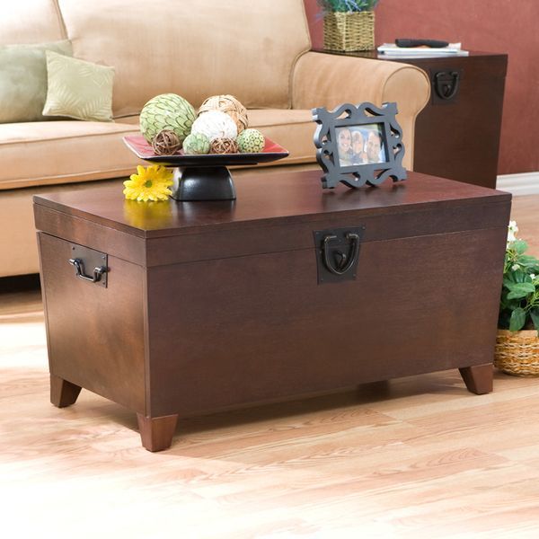 Upton Home Pyramid Espresso Trunk Cocktail Table – Overstock Inside Copper Grove Liatris Nailhead Espresso Cocktail Tables (View 12 of 25)