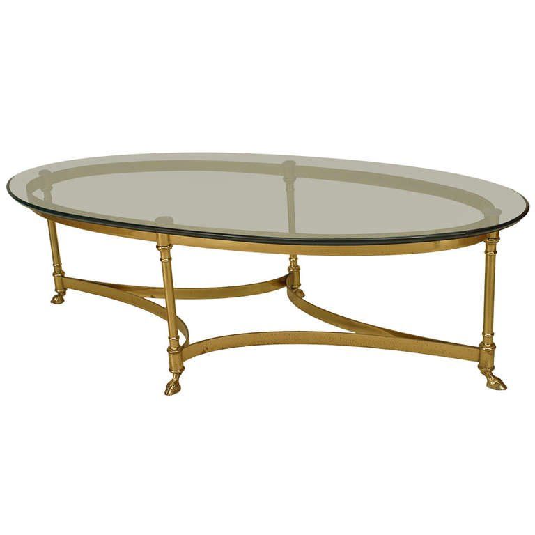 Vibrant Inspiration Oval Glass Top Coffee Table French Mid Intended For Evalline Modern Dark Walnut Coffee Tables (View 50 of 50)