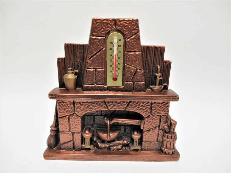 Vintage Miller Studio Chalk Thermometer, 1973 Copper Painted Chalkware,  Tabletop Desk Fireplace Design, Mcm Cottage Farmhouse Decor, 7" Tall With Erico 1 Light Single Bell Pendants (View 17 of 25)