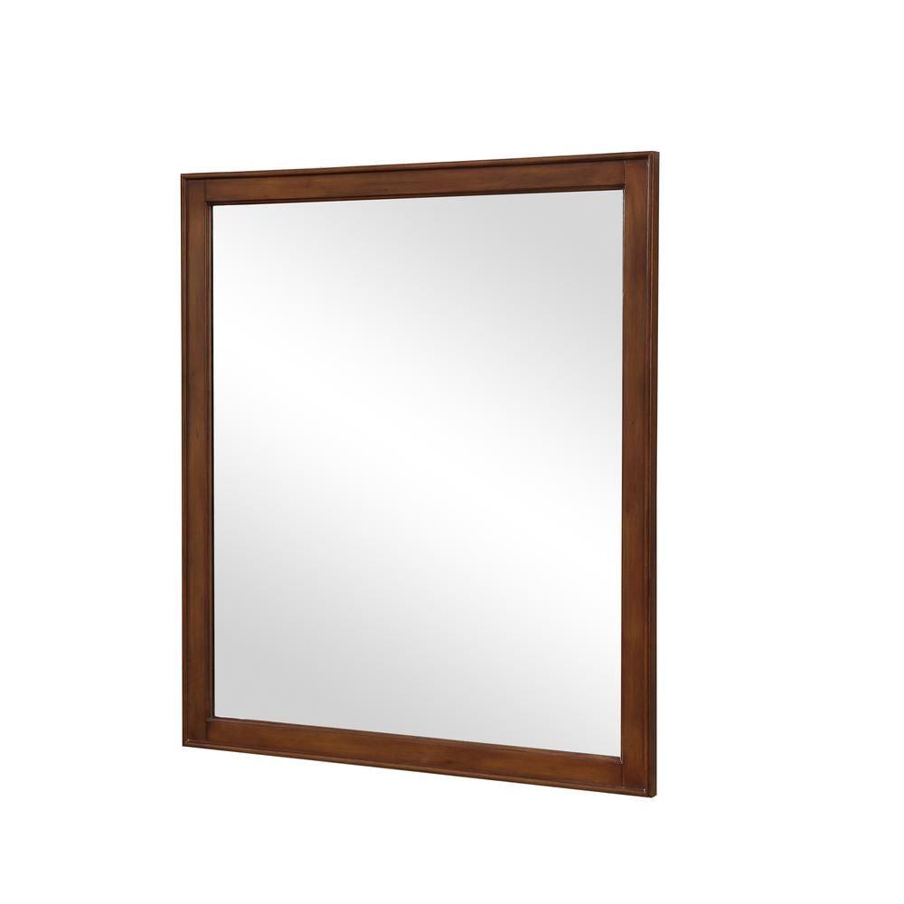 Wagner 32 In. Traditional Mirror With Walnut Mdf Frame, Square Shape,  Mounting Type: Metal Inset Hanger Pertaining To Traditional Metal Wall Mirrors (Photo 12 of 20)