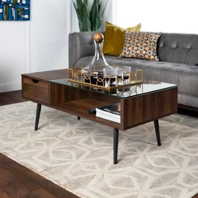 Walnut – Accent Tables – Living Room Furniture – The Home Depot Pertaining To Evalline Modern Dark Walnut Coffee Tables (View 40 of 50)