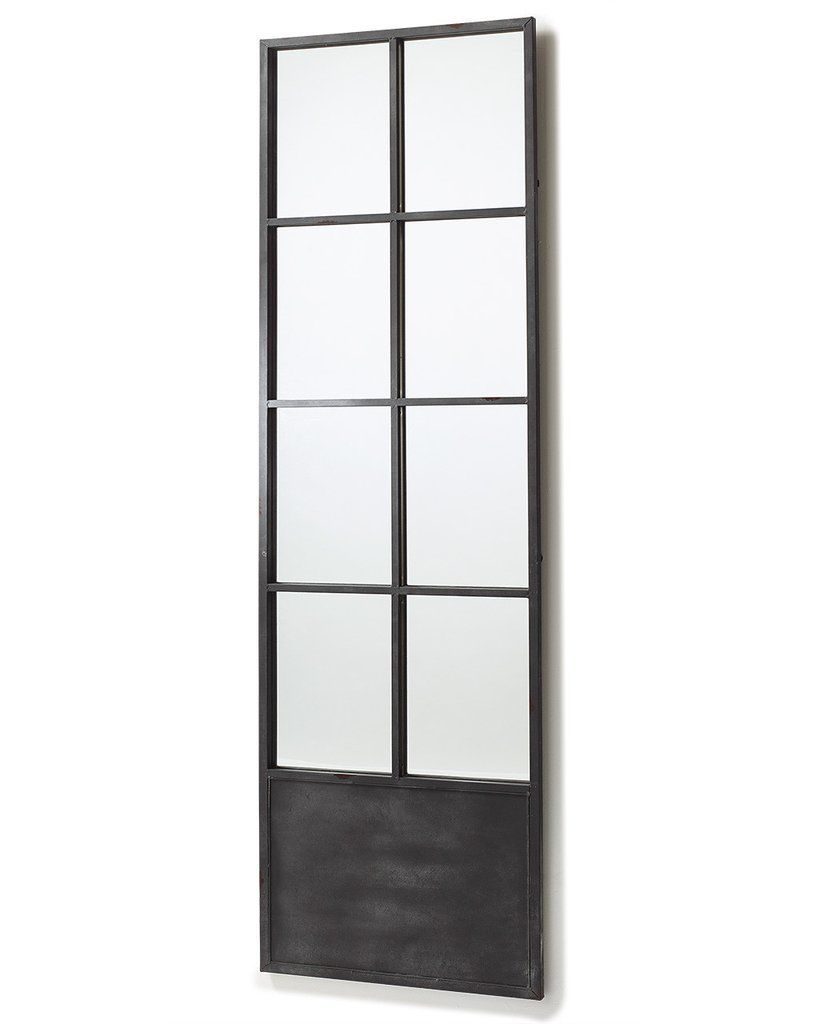 Window Pane Door Mirror (Dark Grey Metal Frame, H:200Cm Throughout Industrial Full Length Mirrors (View 14 of 20)