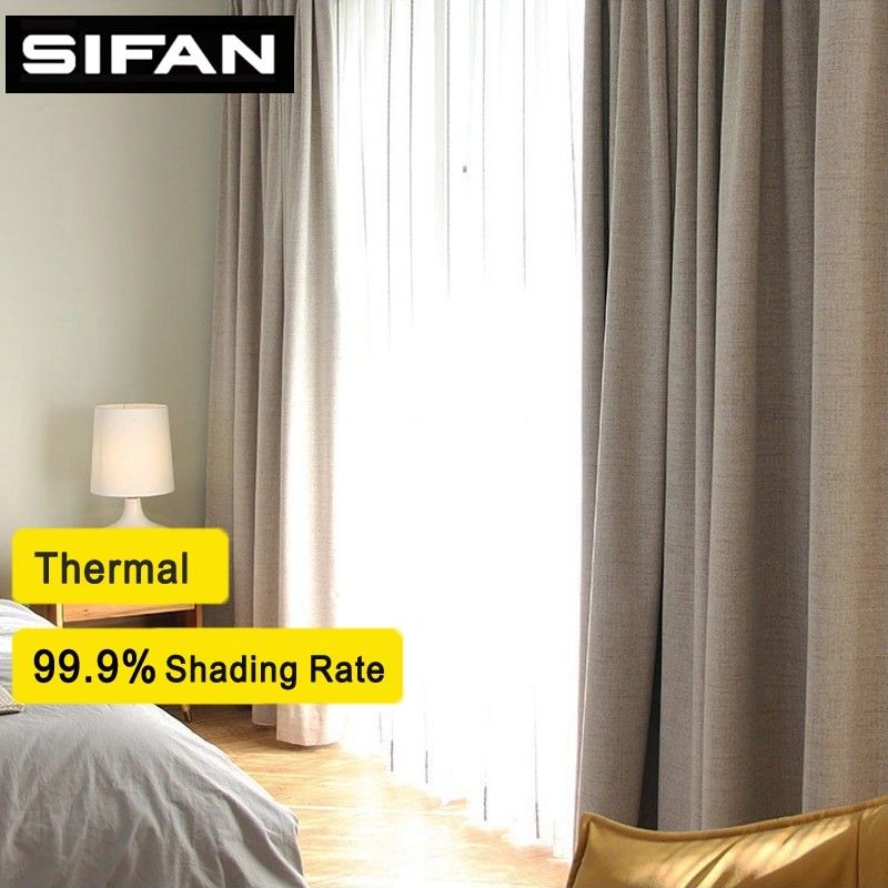 100% Shading Rate Faux Linen Blackout Curtains For Living Room Modern  Curtains For The Bedroom Curtains For Kids Custom Made Processing Hooks Top  Size In Faux Linen Blackout Curtains (View 19 of 25)